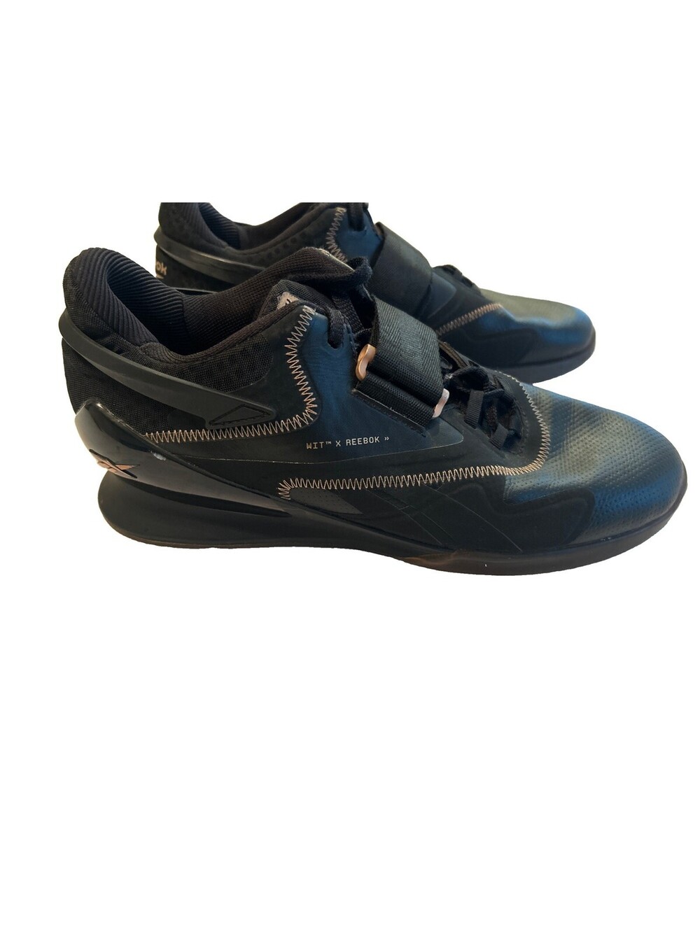 Reebok Weightlifting Shoes Men’s Size 10.5 Black Gold Legacy Lifter 2 WitX Strap